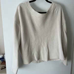 Zara Cream Ribbed Crew Neck Sweater